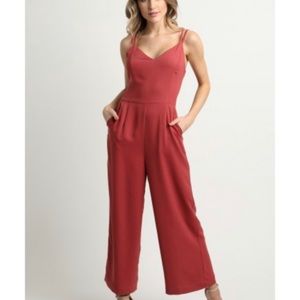 Double strap coral Jumpsuit